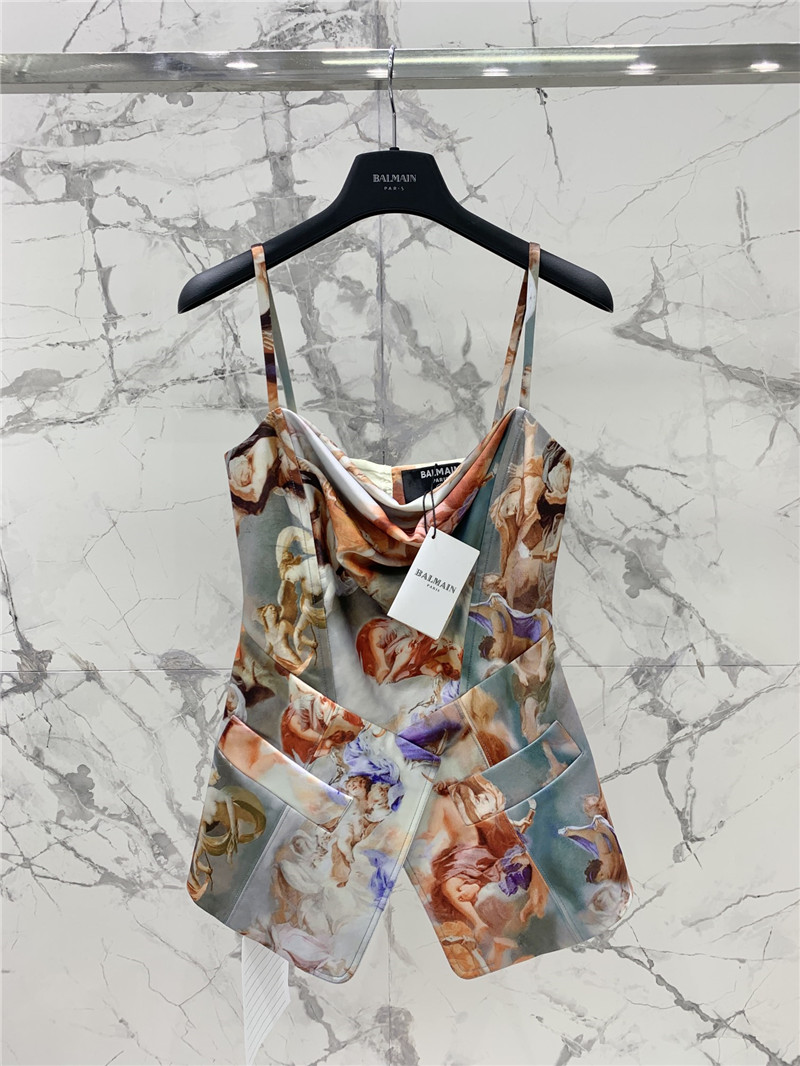 Balmain oil painting series waistcoat top replica designer clothes