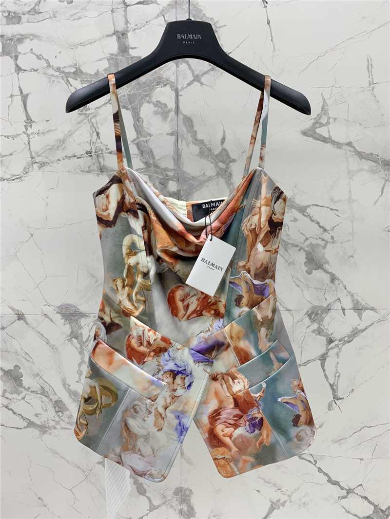 Balmain oil painting series waistcoat top replica designer clothes