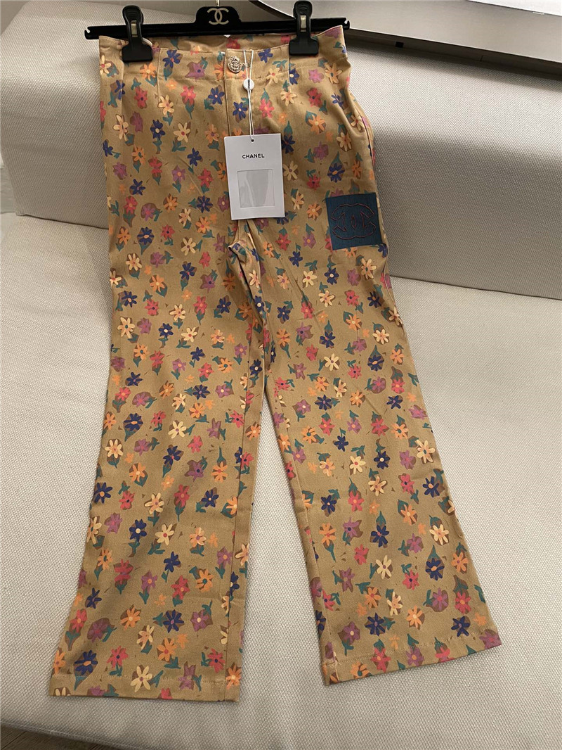 Ch**el floral straight pants replica clothing