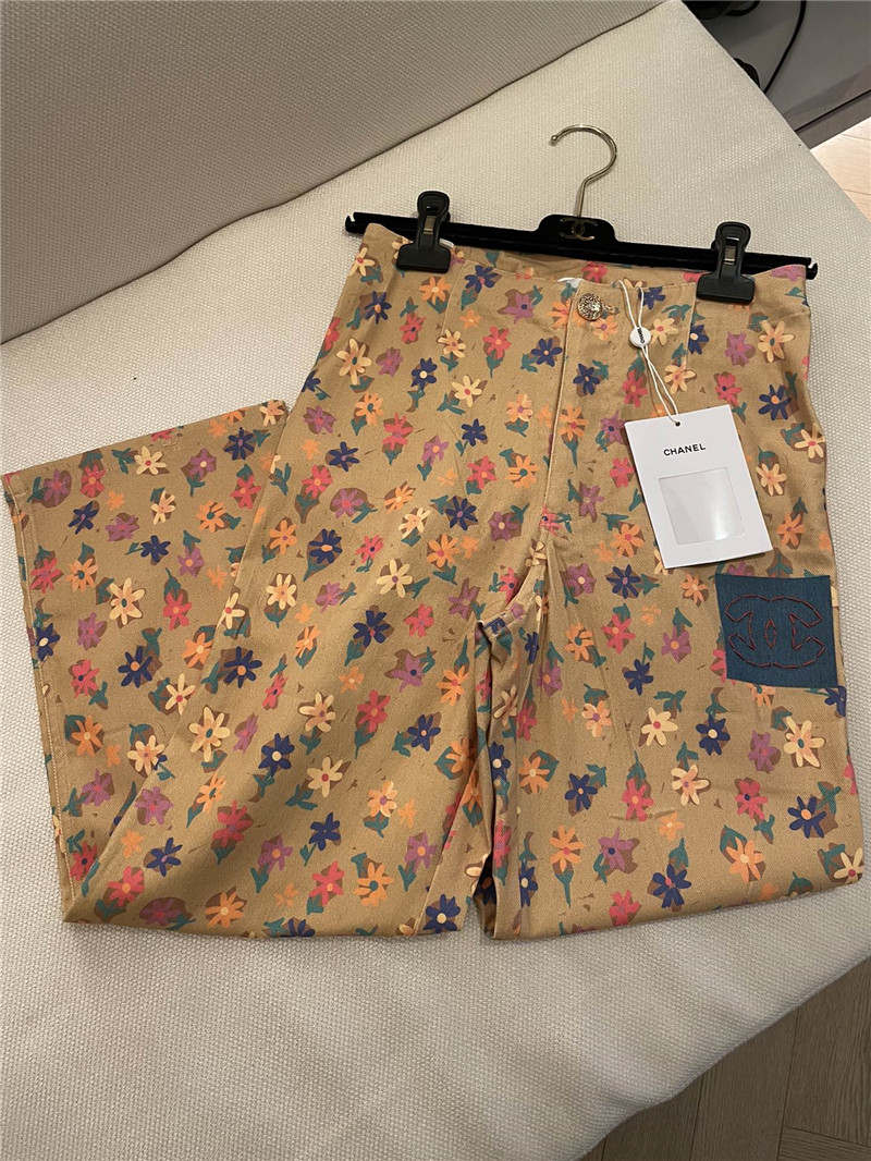 Ch**el floral straight pants replica clothing