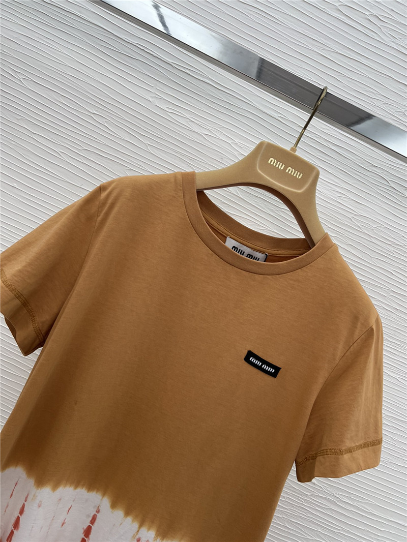M1um1u tie-dyed gradient casual short-sleeved t-shirt replica clothes