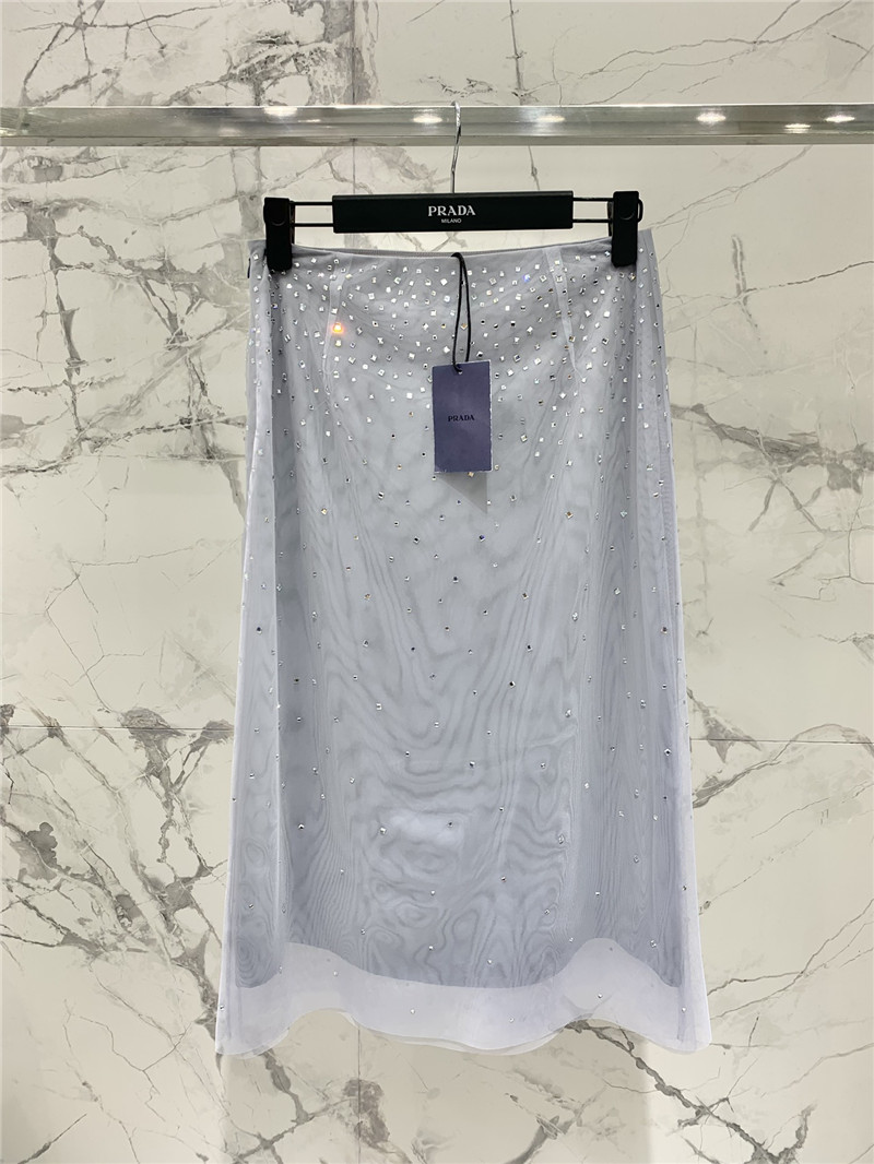 Pra*a mesh rhinestone skirt replica d&g clothing