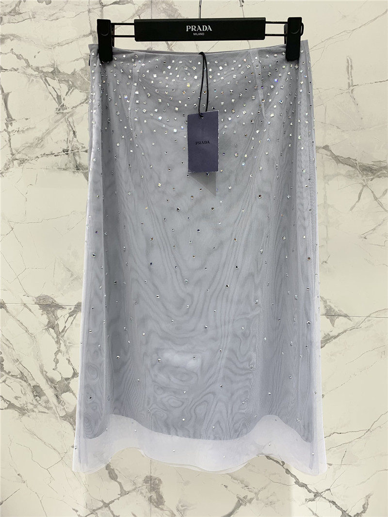 Pra*a mesh rhinestone skirt replica d&g clothing