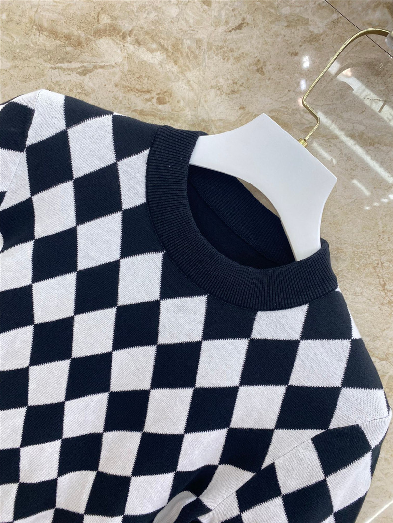 Balmain plaid knitted short-sleeved replicas clothes