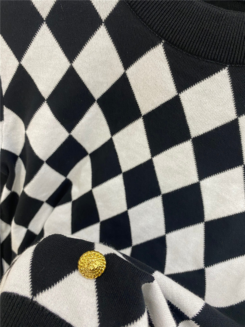 Balmain plaid knitted short-sleeved replicas clothes