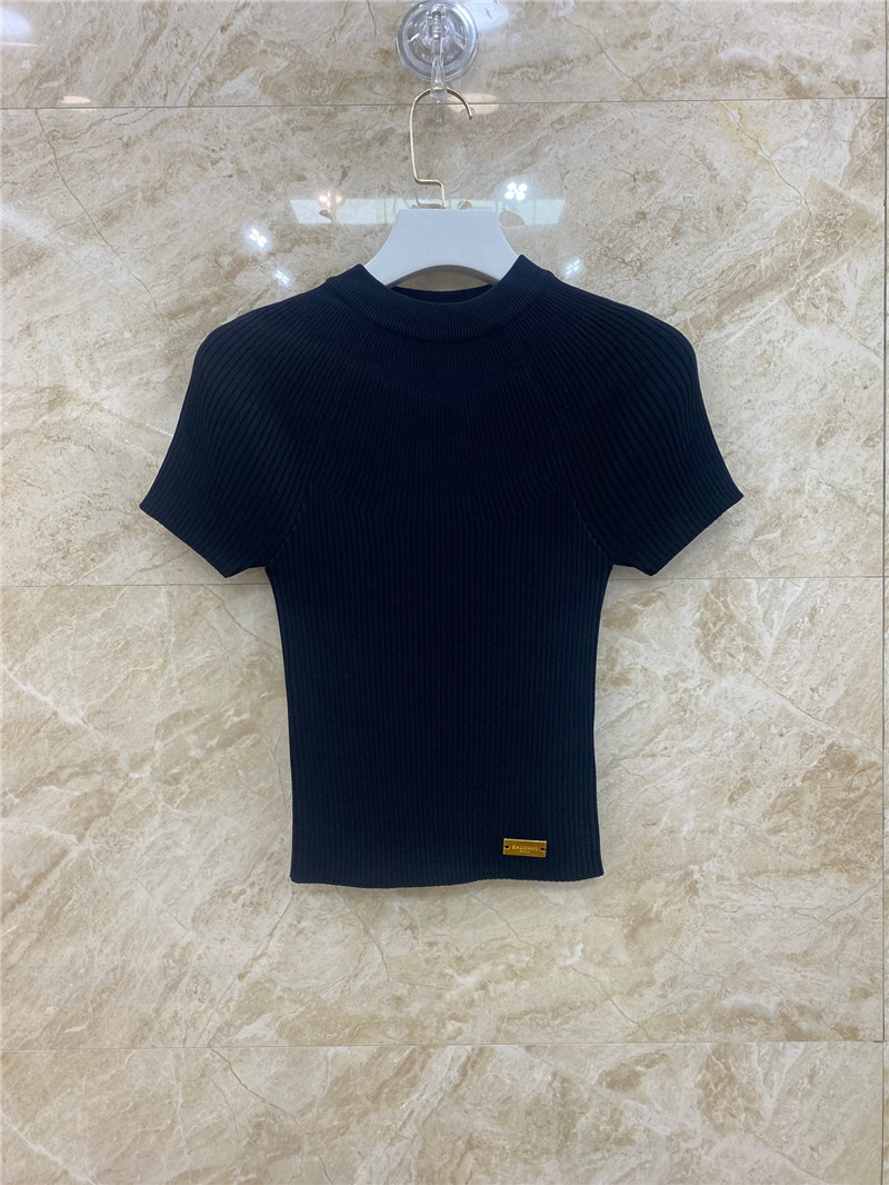 Balmain pleated knit short-sleeved mini top replica clothes