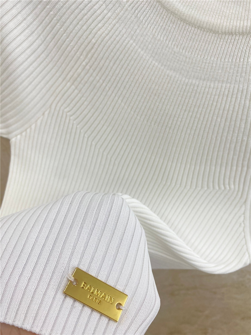 Balmain pleated knit short-sleeved mini top replica clothes