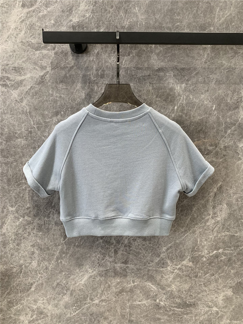 Pra*a round neck short sleeve sweatshirt replica clothes