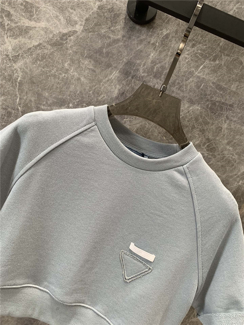 Pra*a round neck short sleeve sweatshirt replica clothes