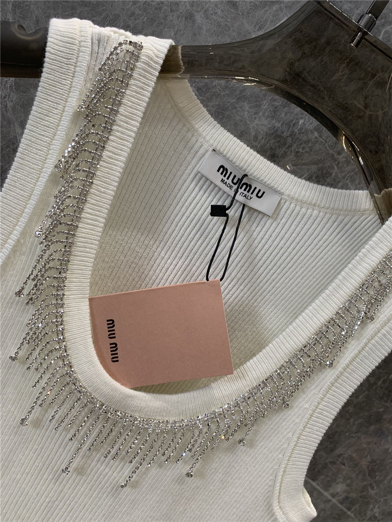 M1um1u tassel rhinestone collar knitted vest dress replica clothes