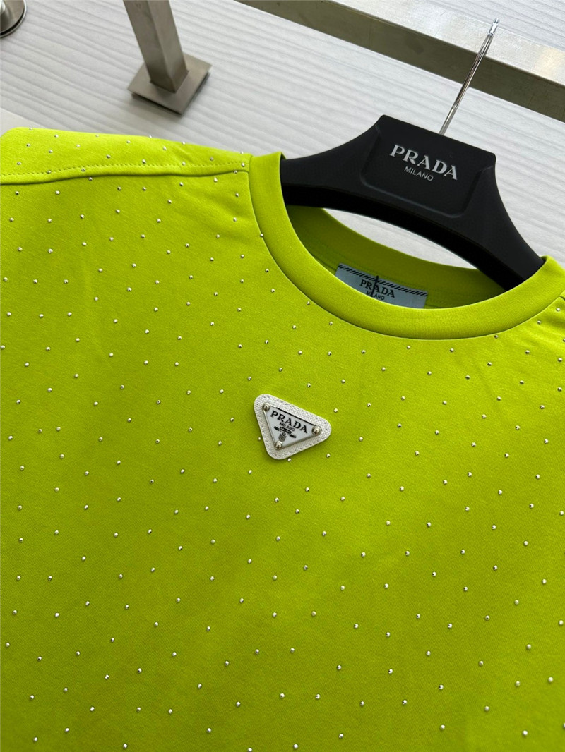 Pra*a starry rhinestone top replica clothes