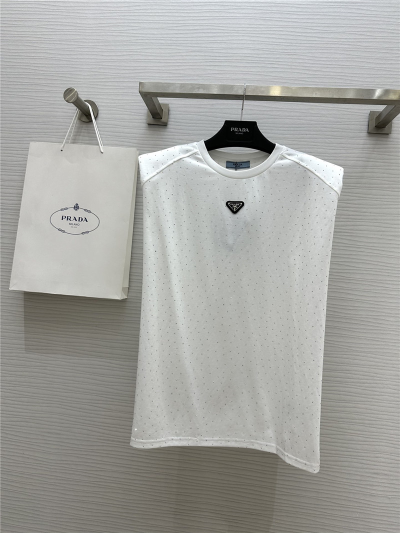 prada starry rhinestone top replica clothes