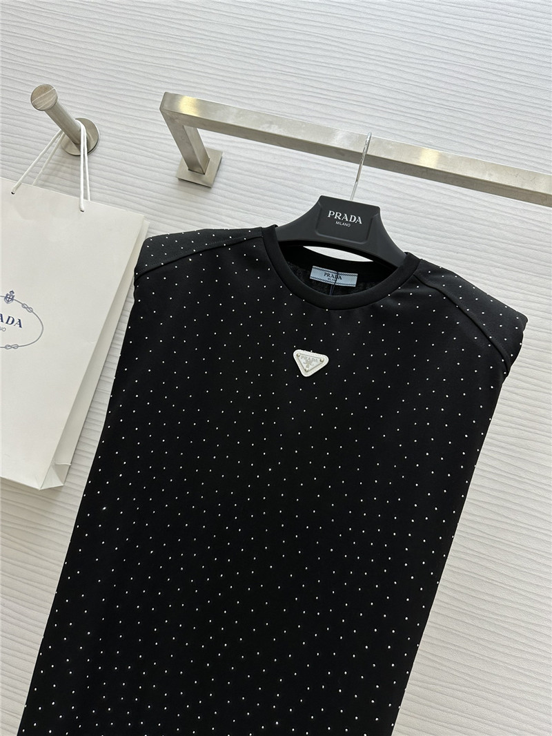 Pra*a starry rhinestone top replica clothes