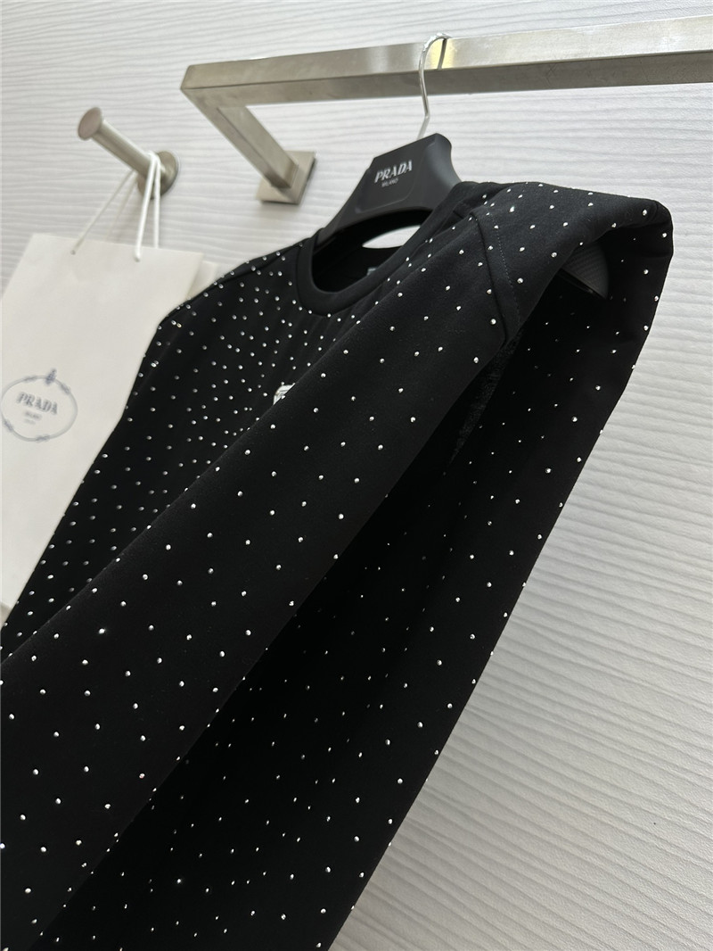 Pra*a starry rhinestone top replica clothes