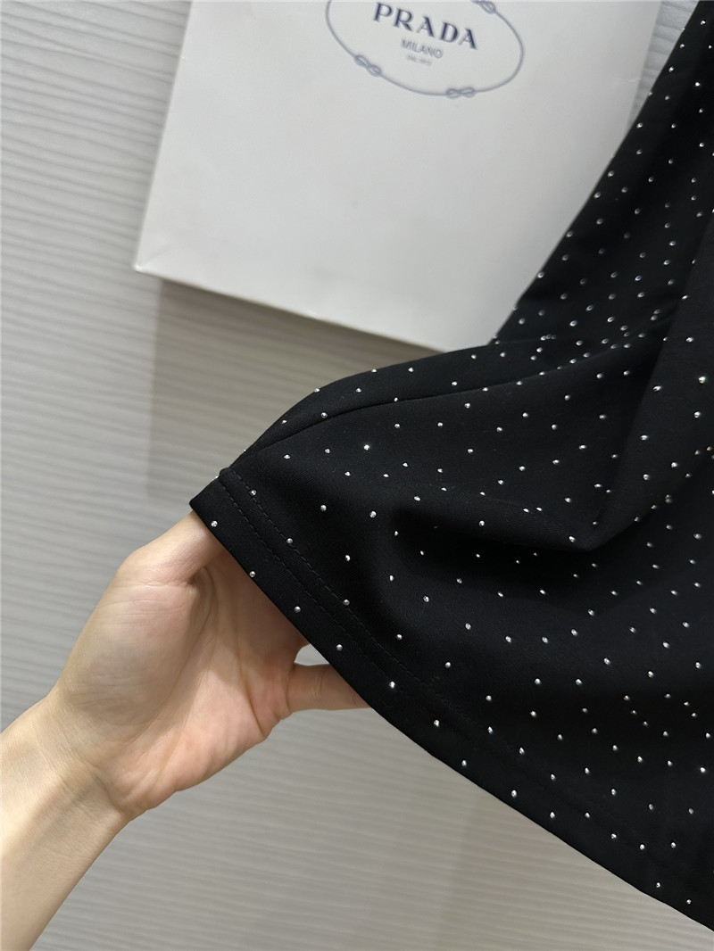 Pra*a starry rhinestone top replica clothes