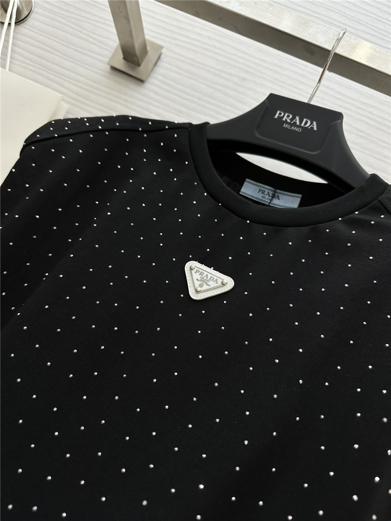 Pra*a starry rhinestone top replica clothes