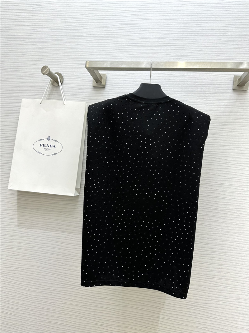 Pra*a starry rhinestone top replica clothes