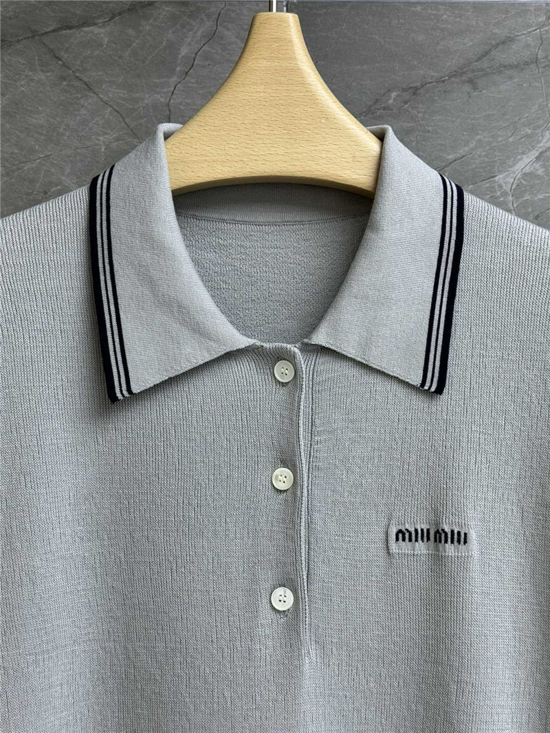 M1um1u contrast color polo sweater replicas clothes