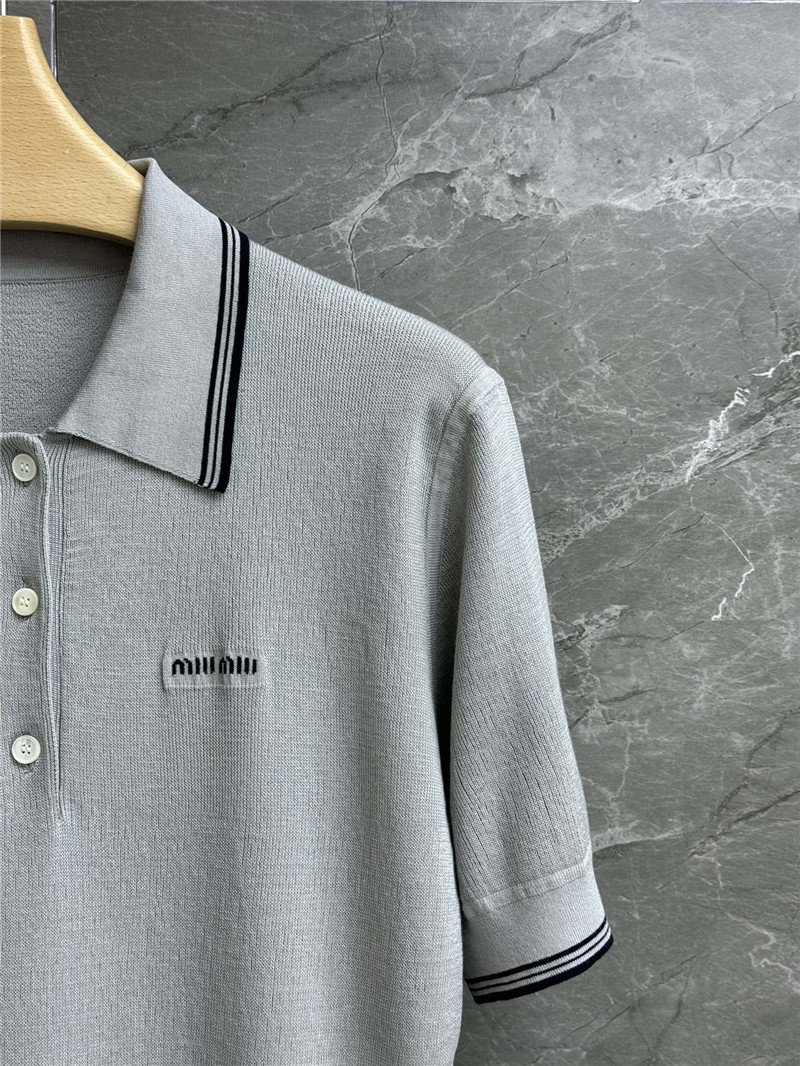 M1um1u contrast color polo sweater replicas clothes