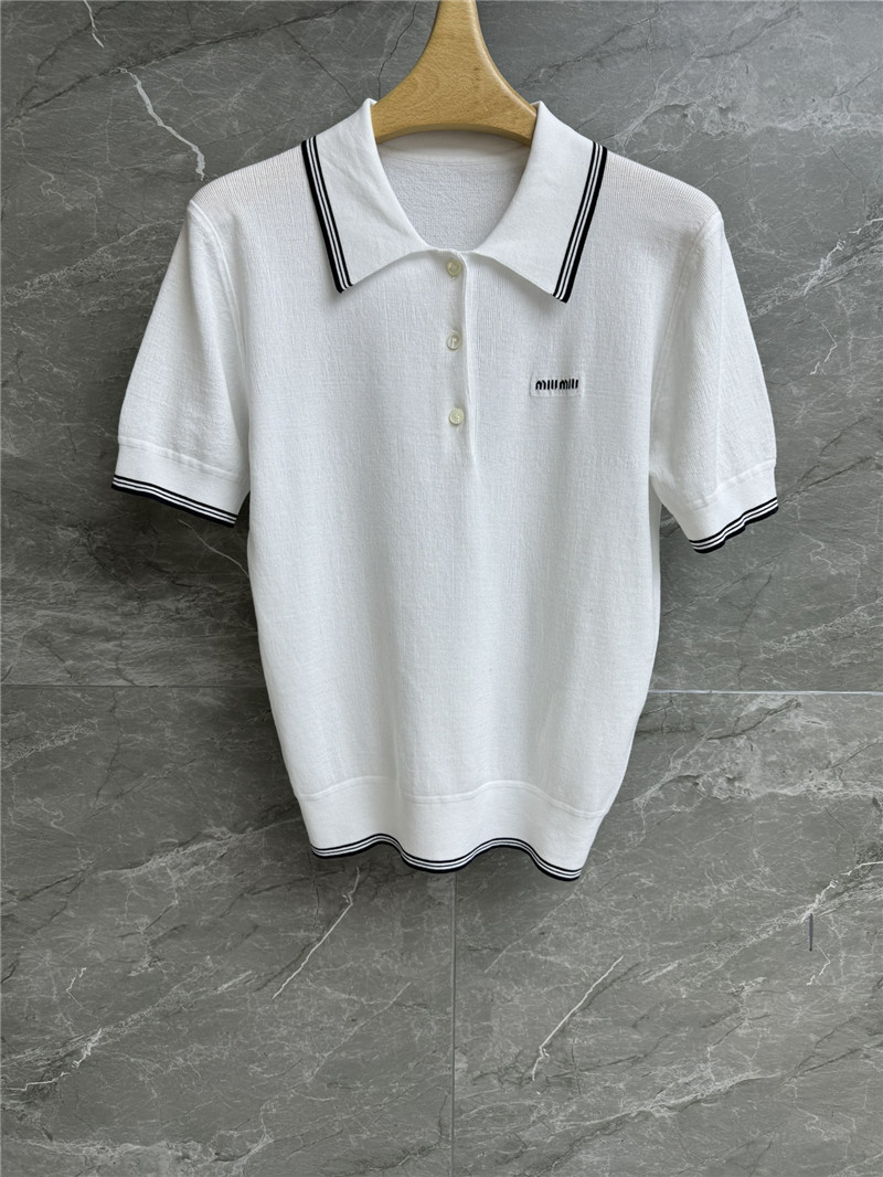 M1um1u contrast color polo sweater replicas clothes