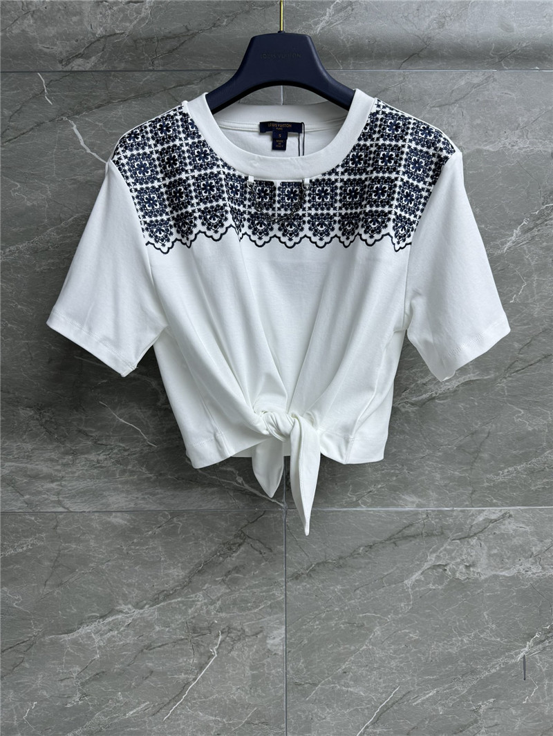 M1um1u floral embroidered cropped t-shirt replica clothing