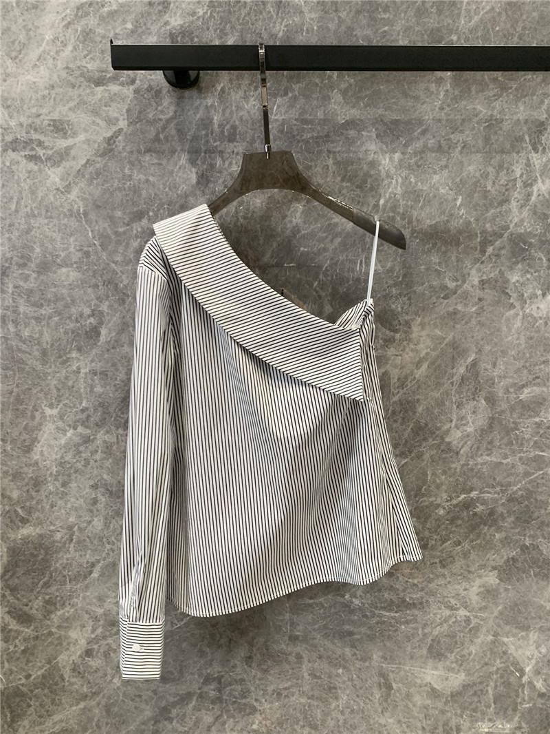 Y51 striped one-shoulder off-shoulder irregular shirt replica clothes