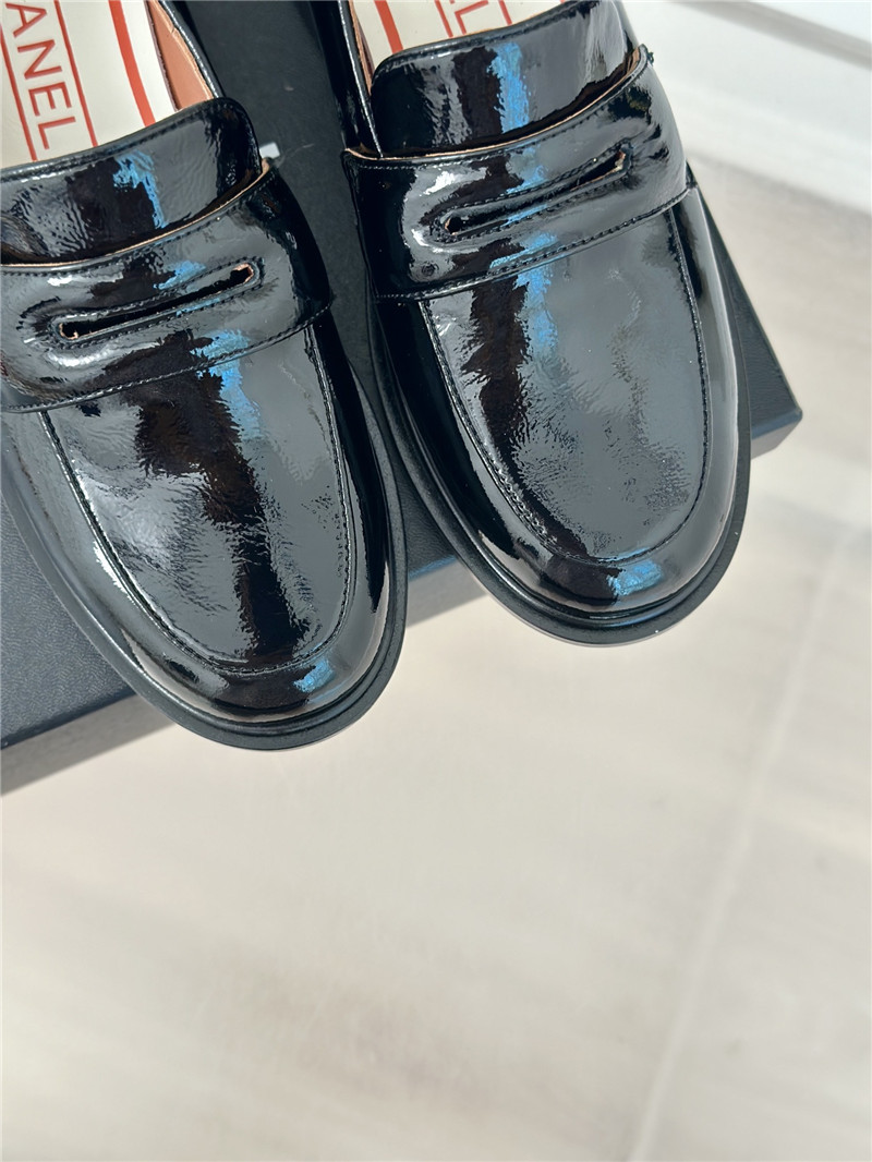 Ch**el white patent leather loafers