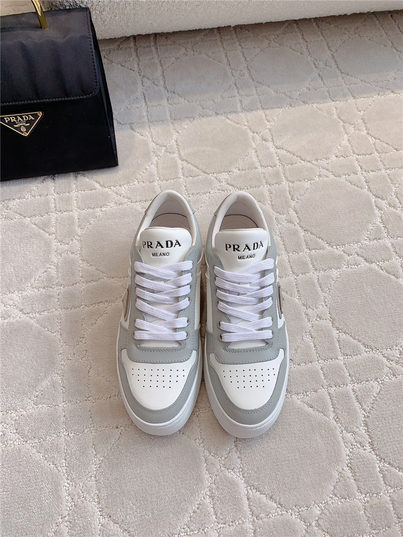 Pra*a triangle-logo brown lace-up sneakers