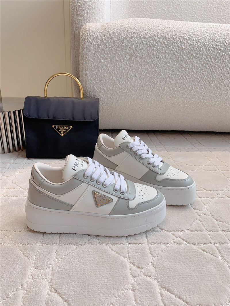 Pra*a triangle-logo brown lace-up sneakers