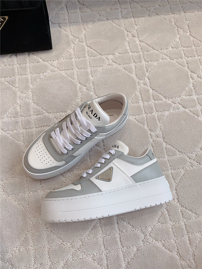 Pra*a triangle-logo brown lace-up sneakers