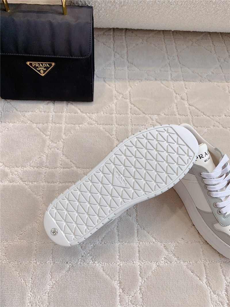 Pra*a triangle-logo brown lace-up sneakers