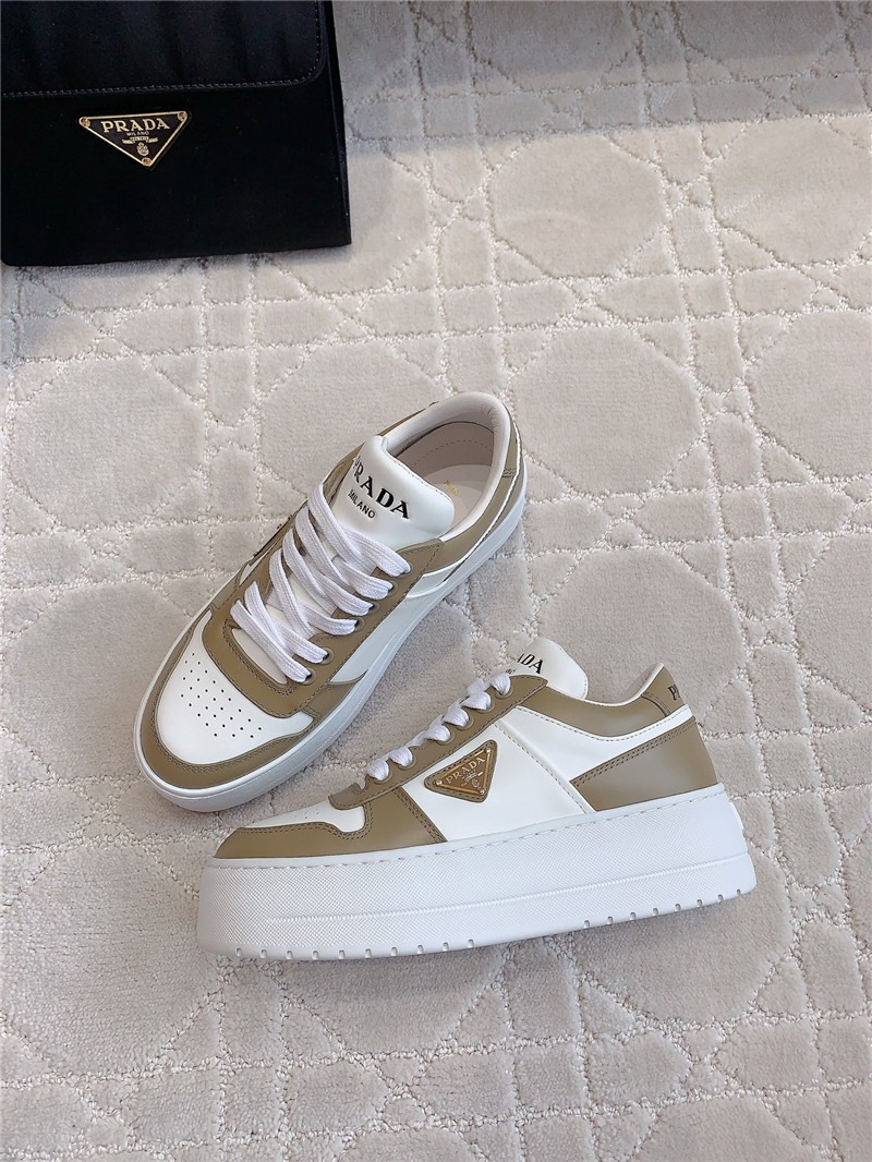 Pra*a triangle-logo brown lace-up sneakers