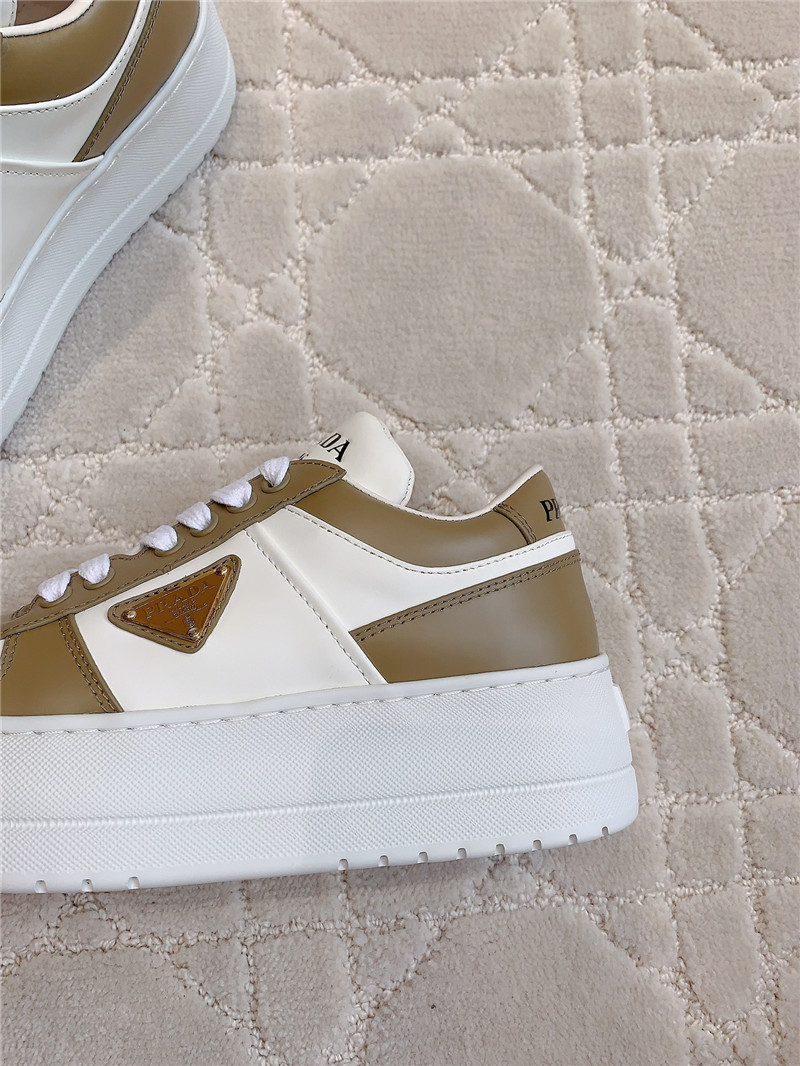 Pra*a triangle-logo brown lace-up sneakers