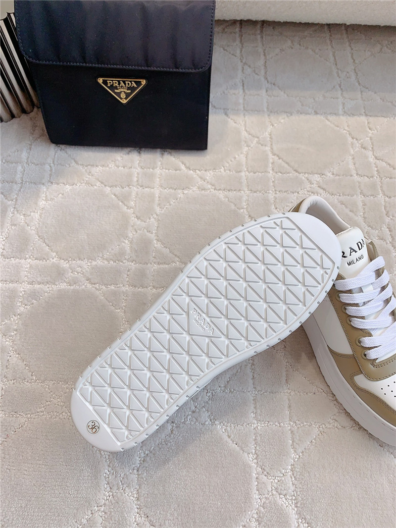 Pra*a triangle-logo brown lace-up sneakers