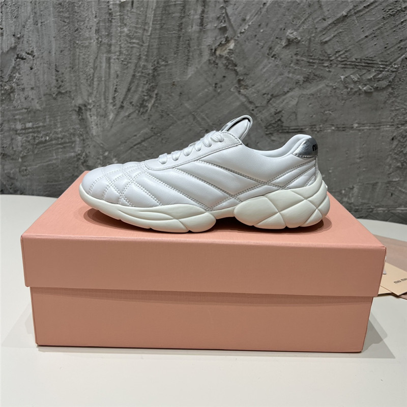 Miu Miu Quilted Leather Lace-up Sneakers
