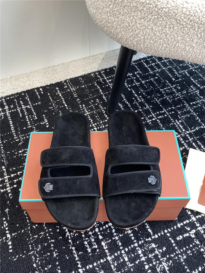 L0r0 P1ana waikiki black velcro strap sandals