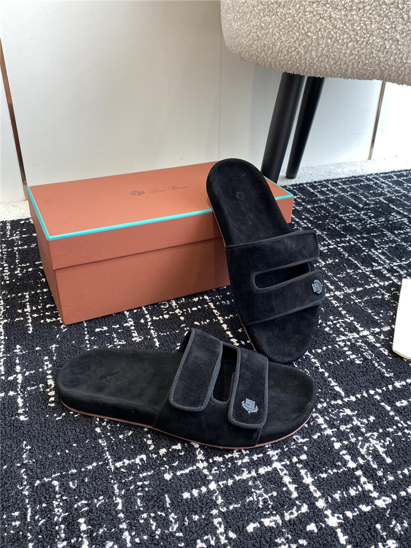 L0r0 P1ana waikiki black velcro strap sandals