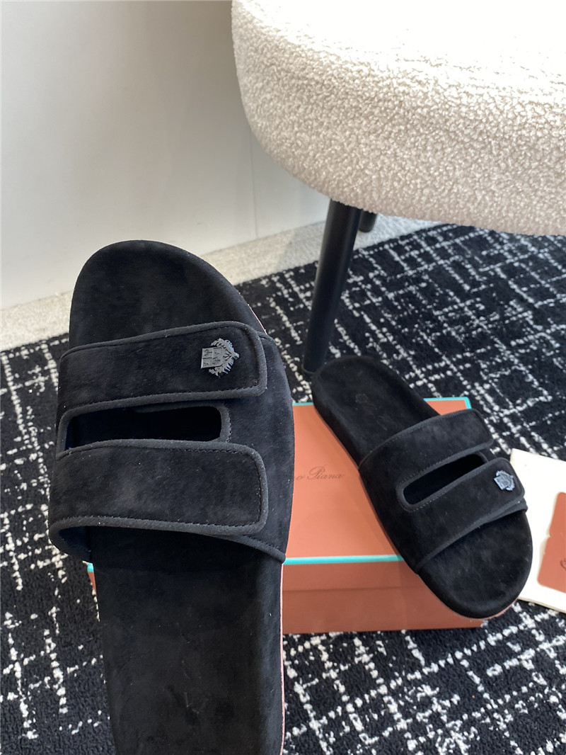 L0r0 P1ana waikiki black velcro strap sandals