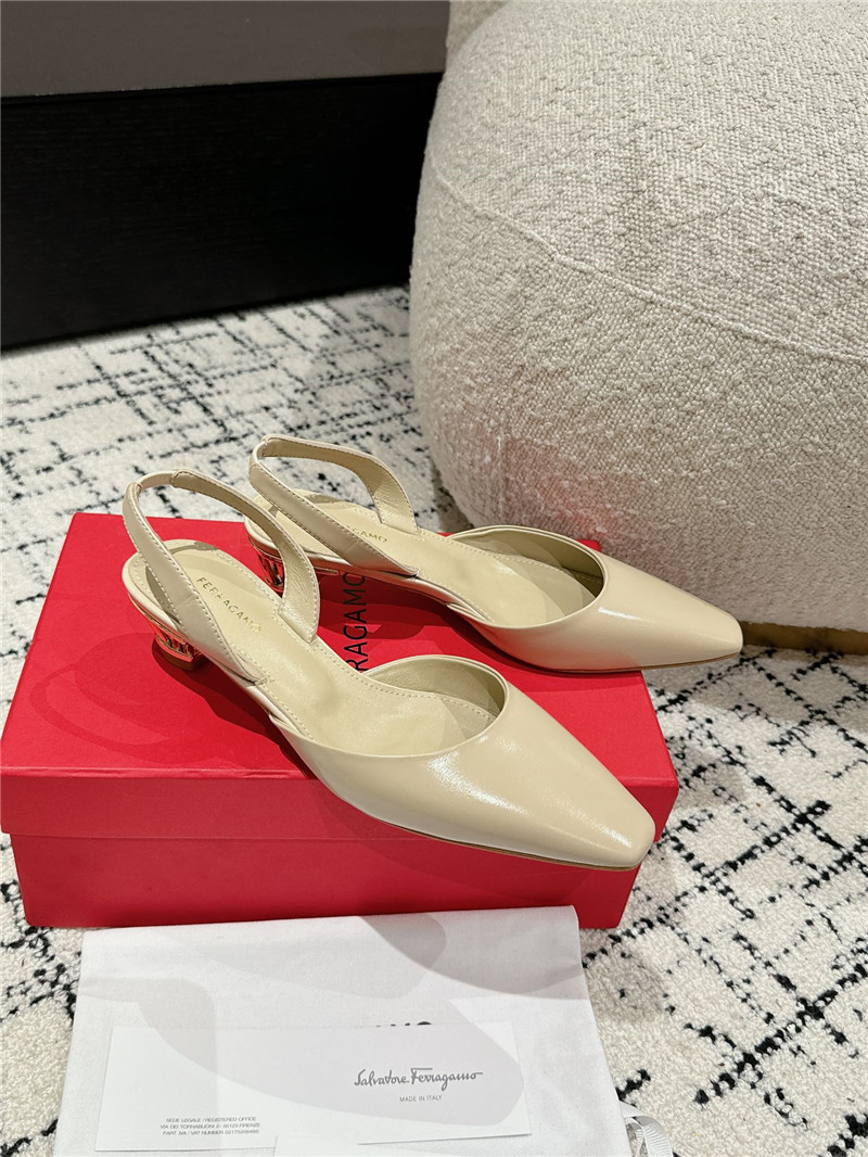 Ferragamo Cage Slingback Leather Pumps Beige