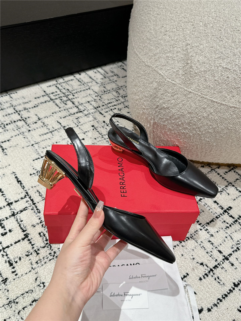 Ferragamo Cage Slingback Leather Pumps