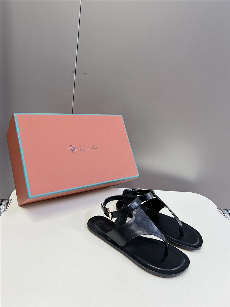 L0r0 P1ana trani open-toe sandals in black