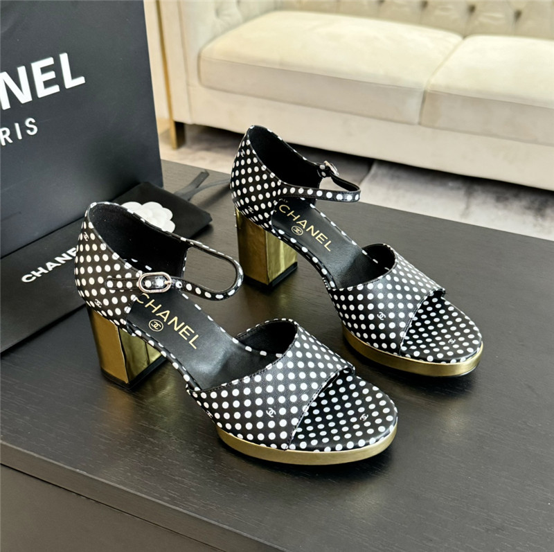 printed calfskin polka dot Ch**el platform sandals