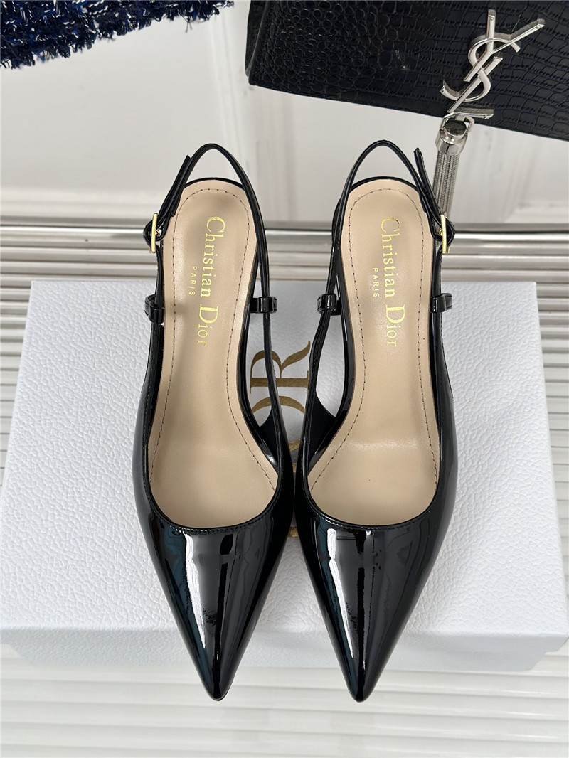 chr1st1an D10r black patent leather slingback pumps