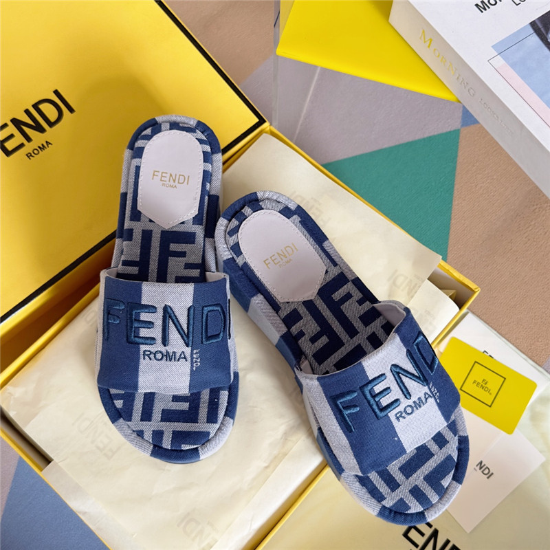 F**di sunshine denim platform sandals
