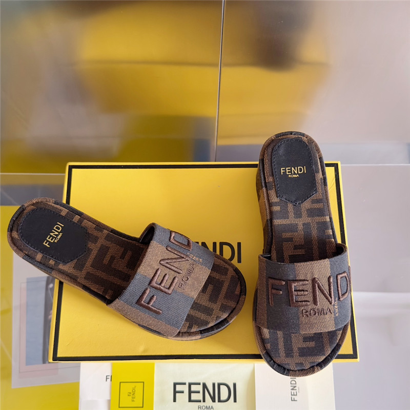 Fendi Sunshine Pequin Striped Platform Sandals
