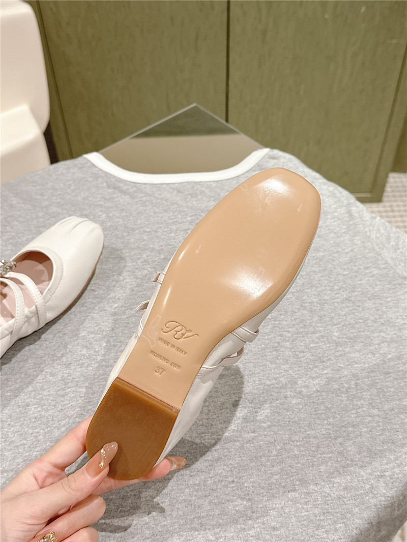 Roger Vivier Strass Leather Ballerina Flats