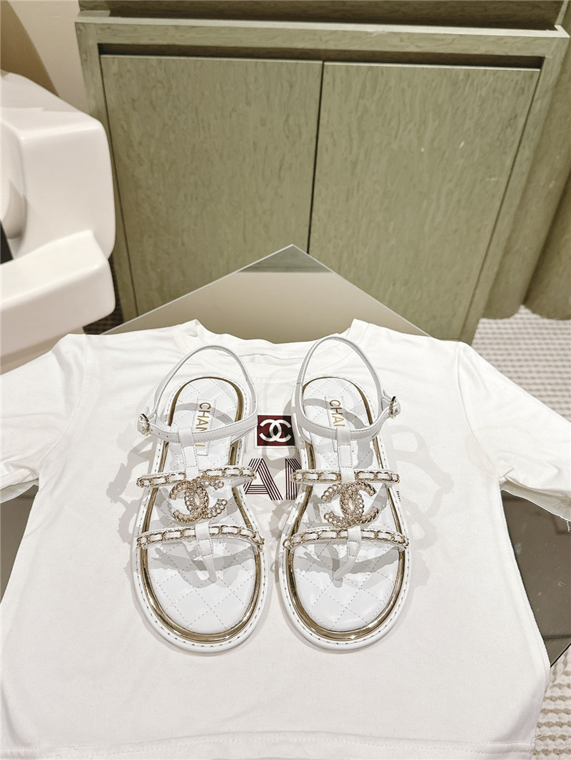 Ch**el white flip flops flat sandals