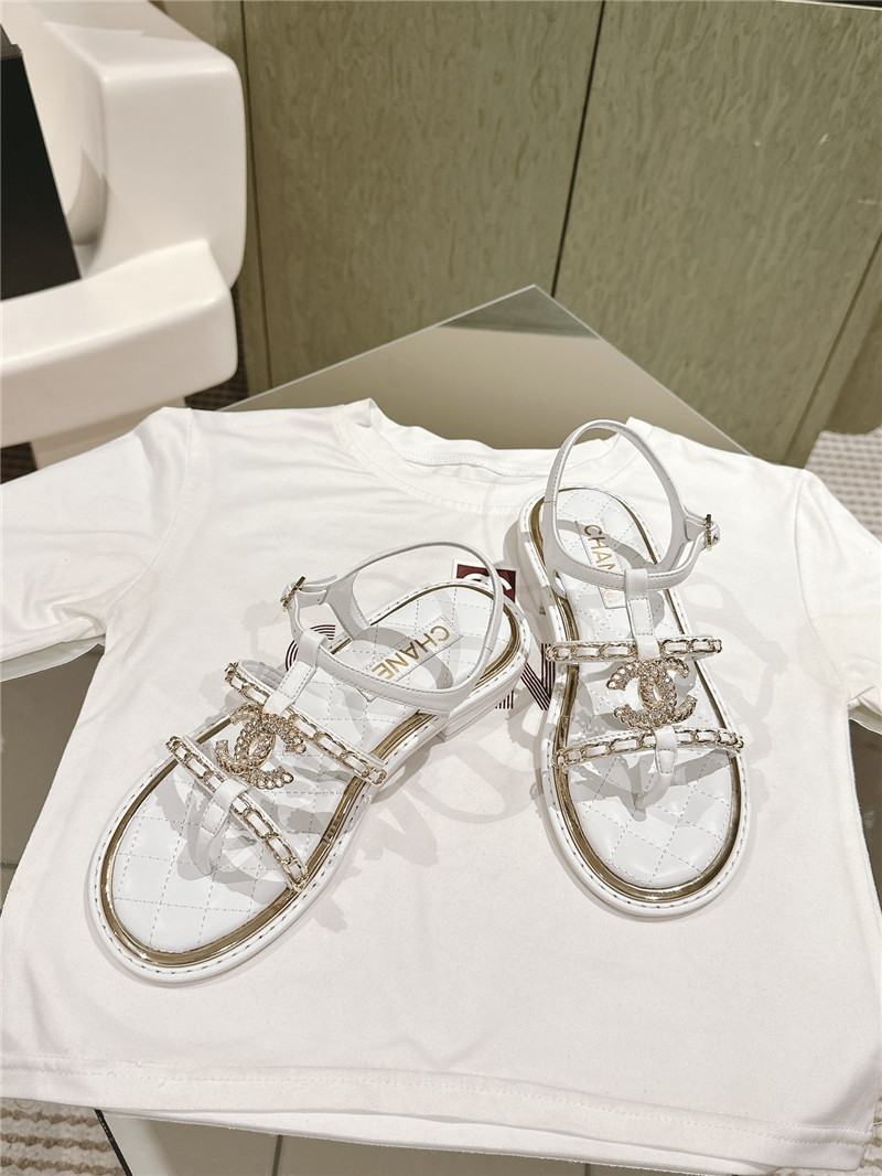 Ch**el white flip flops flat sandals