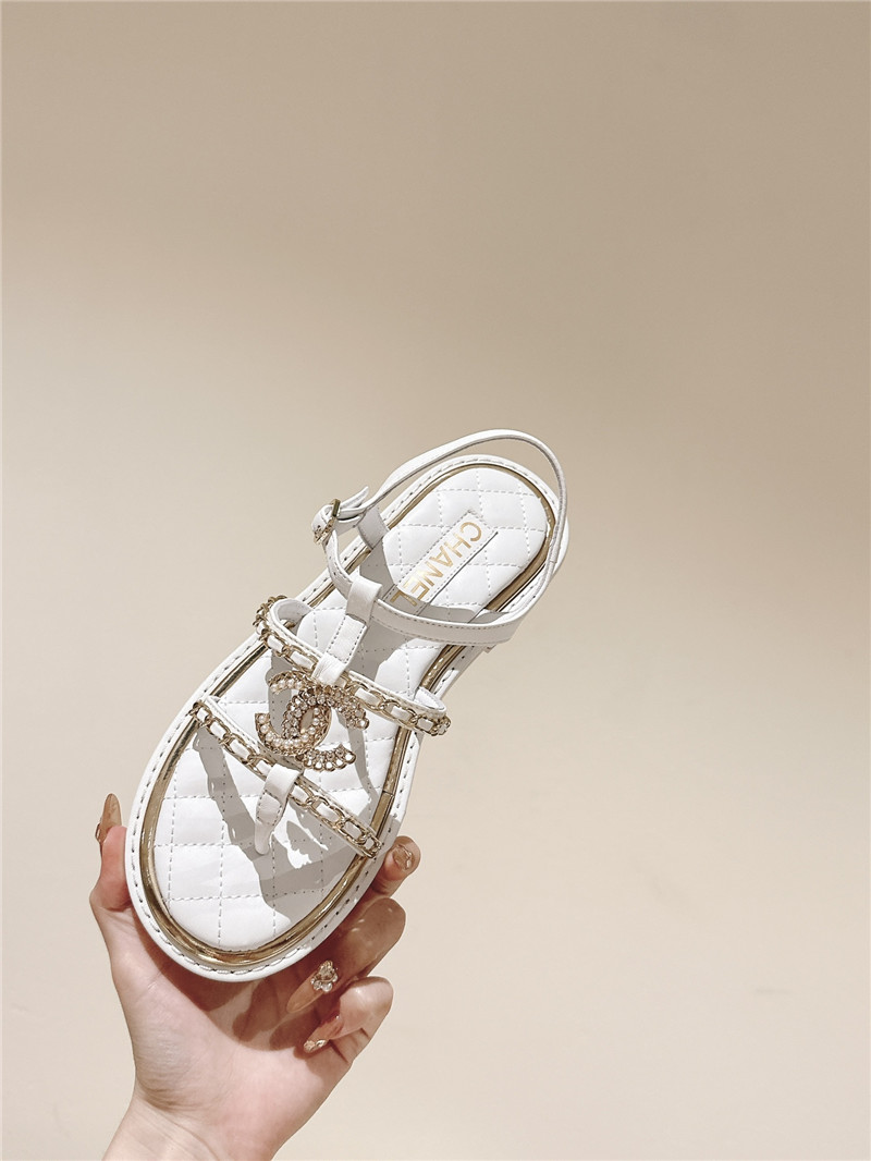 Ch**el white flip flops flat sandals