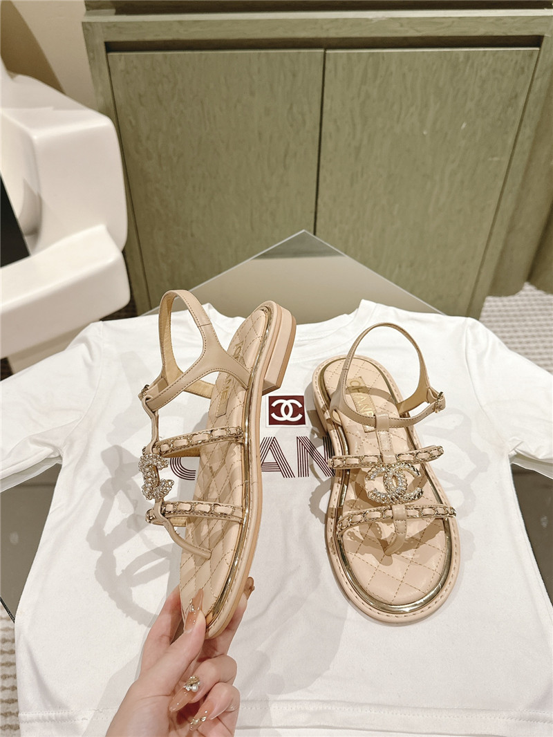 Ch**el beige flip flops flat sandals